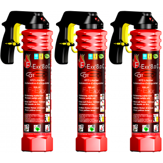 F-Exx 8.0 C - 3x Auto-Feuerlöscher mit Frostschutz -20° +70° ohne Treibgas